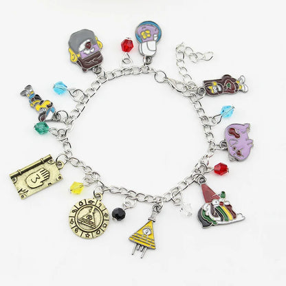 Adventure Animation Gravity Falls Enamel Charm Bracelet Comedy Anime Cartoon Metal Jewellery Accessory Children Gifts