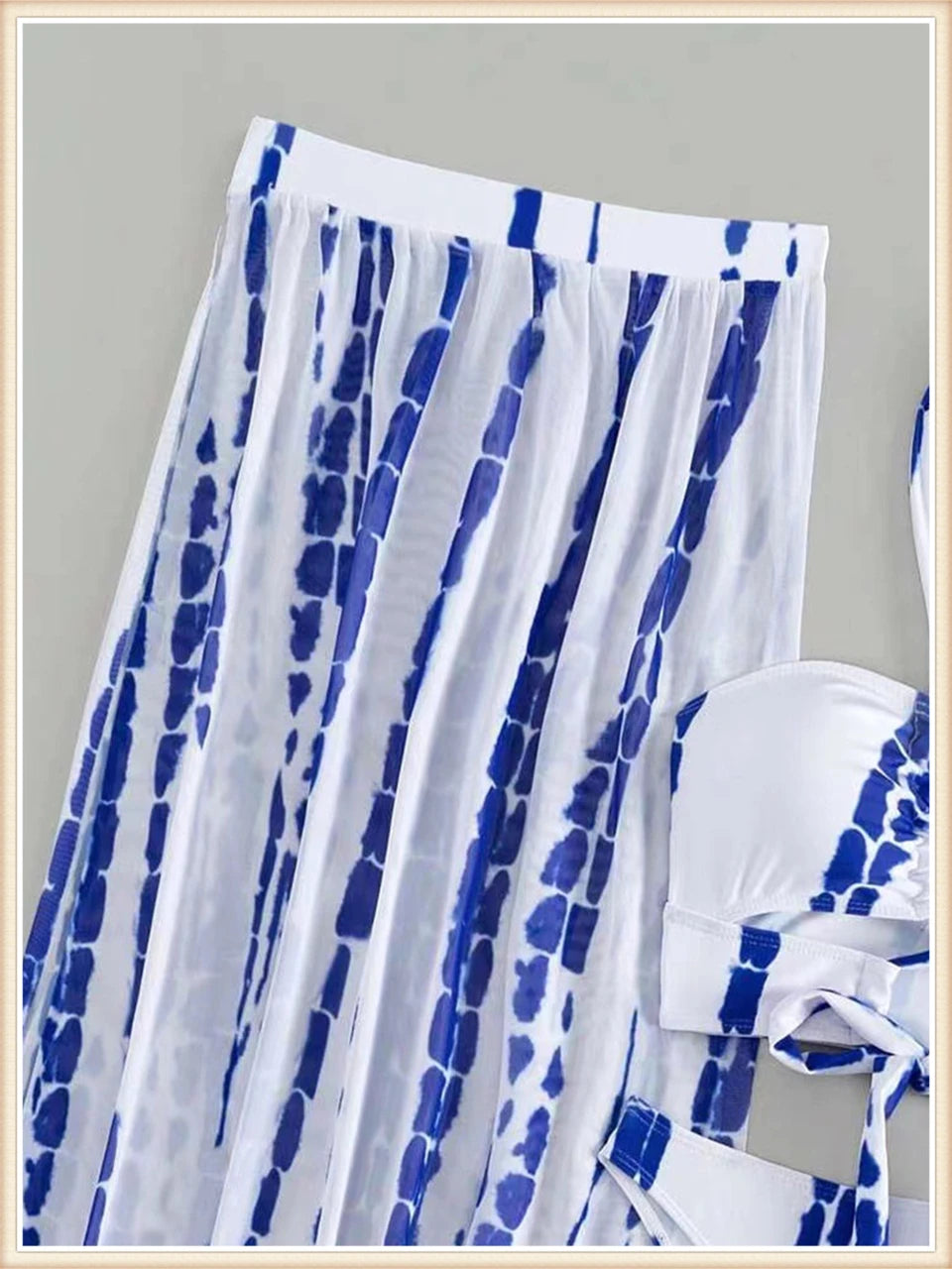 3 Pieces Tie Dye Cross Bikini 2025 Women Sexy Halter Swimsuit & Cover Up Pants Swimwear Bathers Bathing Swimming Suit Beachwear