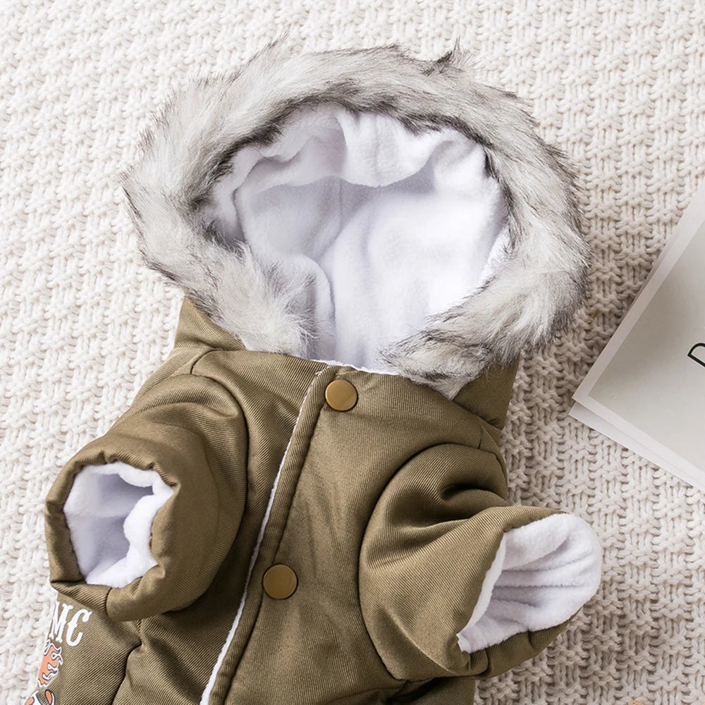 Winter Pet Dog Clothes Warm Dog Hooded Jacket Thicken Coat Jumpsuit for Small Dogs Pet Clothing For French Bulldog Puppy Outfits