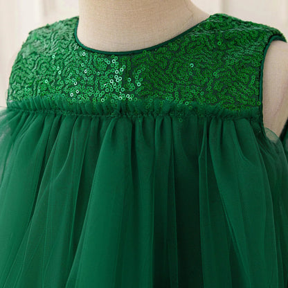 Elegant Baby Girl Christmas Dress Christmas Tree Style Cake Tiered Fluffy Tulle Toddler Ball Gowns 1 2 3 4 Years Newborn Clothes