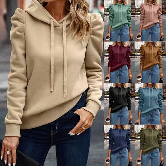 Autumn Winter Hoodies Sweatshirts Women Solid Color Long Sleeve   Casual Comfortable Pullovers Tops