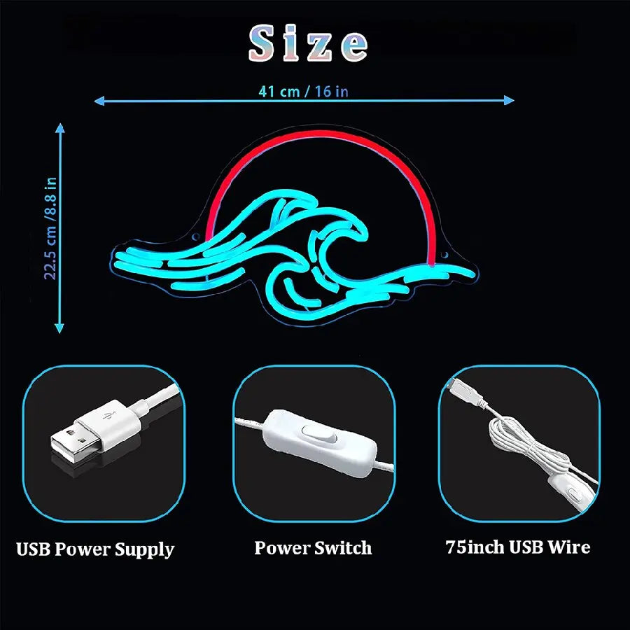 Sunrise Sunset Neon Sign Moon over Sea  LED Light Twilight Wave  Wall Signs for Room Decor Anime Neon Light Acrylic cloud Sign