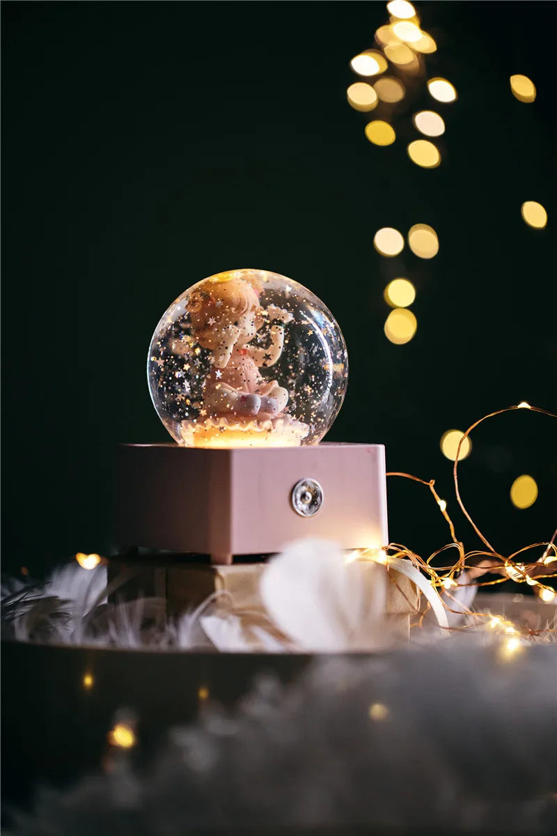 Unicorn Crystal Ball Music Box Snow Globe Night Lamp Birthday Gift for Girls Children Christmas Gift Music Crafts with Snowflake