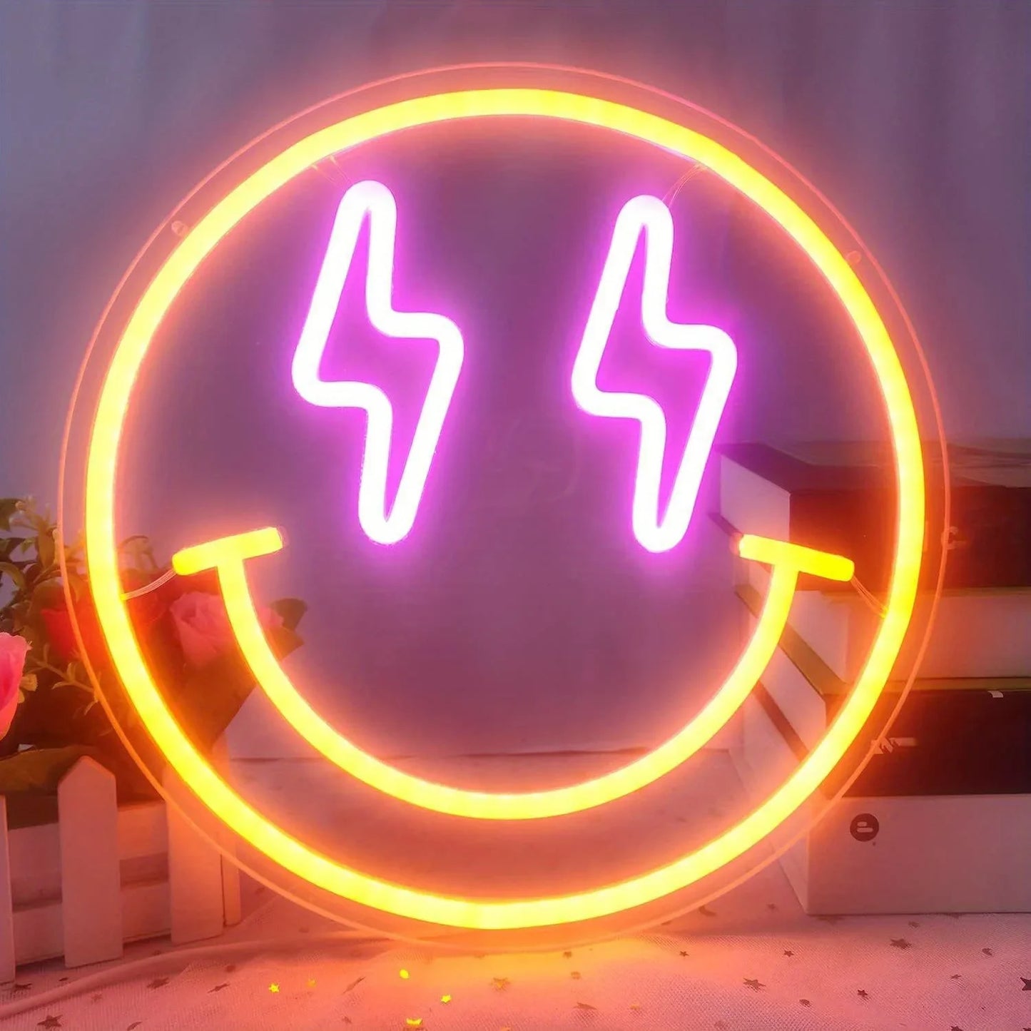 Smiley Face Neon Sign  Pink Neon Sign Led Sign for Bedroom Wall Room Bar Home Man Cave Decoration