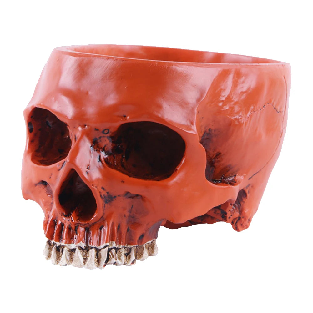 Resin Skull Flower Pot Home Garden Office Decor Planter Container Skeleton Desktop Flower Pot Halloween Skeleton Flowerpot