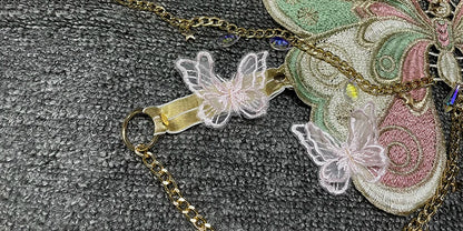 YOUR BUMP CURVE Sexy Woman Crystal Chain Butterfly Embroidery Sleeveless Backless Adjustable Ultra Short Top Music Prom