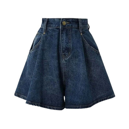 High Waist Denim Skirts For Women Summer Casual Temperament Wide Leg Slimming Elastic Waist Skirt Stylish Trend Streetwear