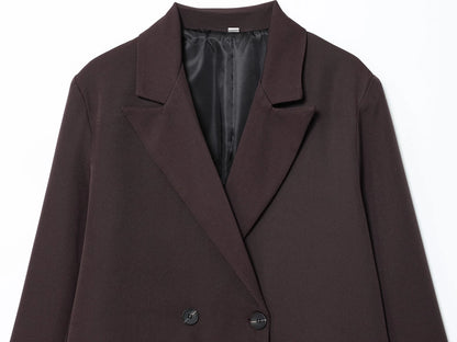 KONDALA Elegant Double Breasted Suit Women's Fall Commute Lapel Blazer Coat 2025 Spring Autumn Minimalist Office Lady Blazer