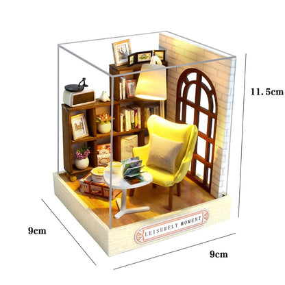 Handmade Wooden Miniature Doll House Kit 3D Puzzle Assembled Building Model Kit With LED Light DollHouses Toy For Christmas Gift
