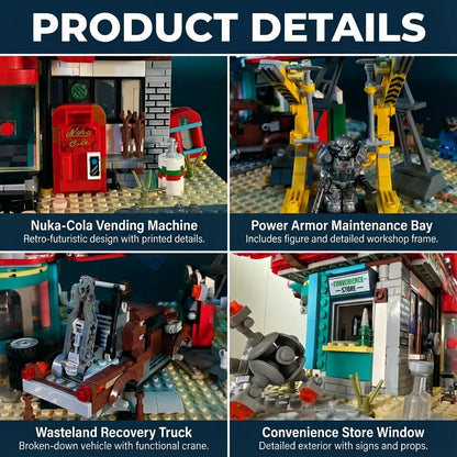 Movie Game Red Abandoned Gas Station Architecture Doomsday MOC House Modular Building Blocks Model Kit Adult Kid Gift 2221PCS