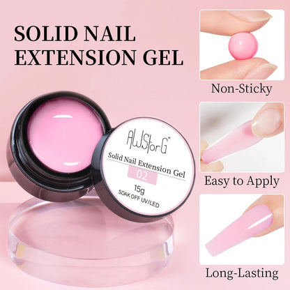 AWStorG 5Pcs/Set Solid Nail Extension Gel Carving Flower Nail Art Building UV Gel Semi Permanent Finger Extension Nail Varnish