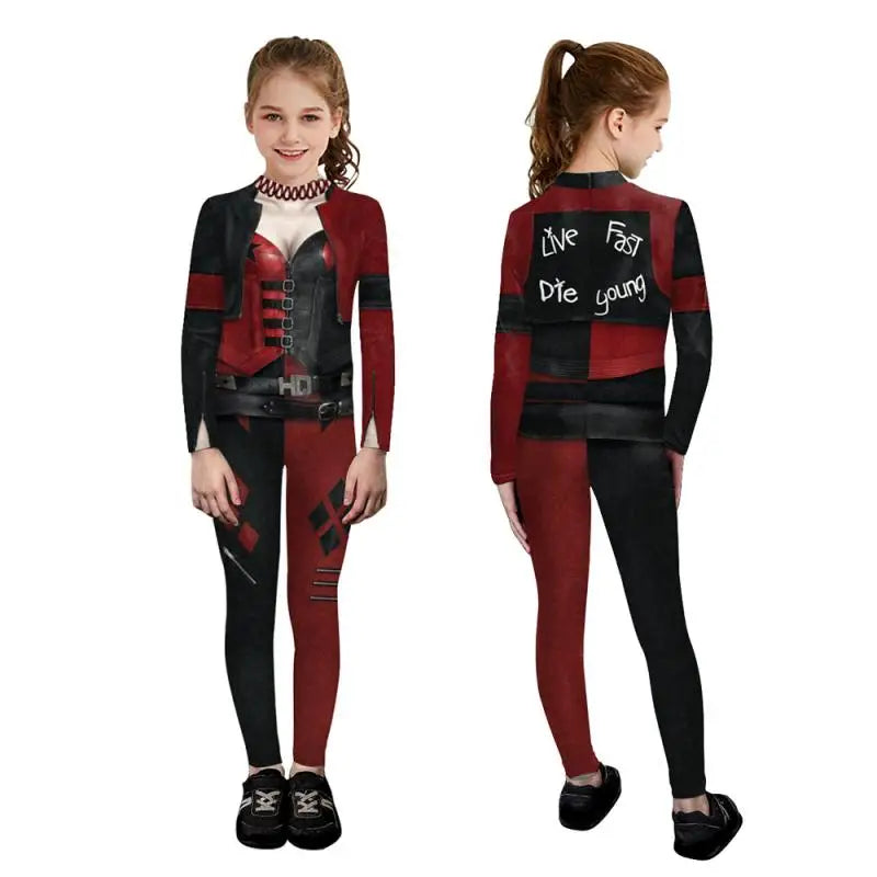 Zawaland Cosplay Costume Clown Women Printing Halloween Dress Up Matching Set Jumpsuits Carnival Party Dress Leggings Bodysuit