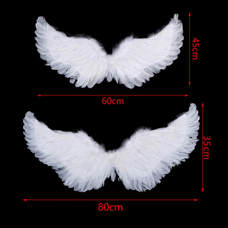 White Angel Feather Wings Cosplay with Elastic Straps