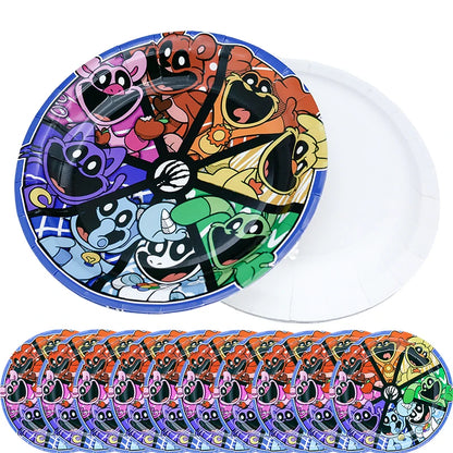 Smiling Critters Birthday Decorations Gamer Party Balloon Stickers Disposable Tableware Cup Plate For Kids Gifts Party Supplies