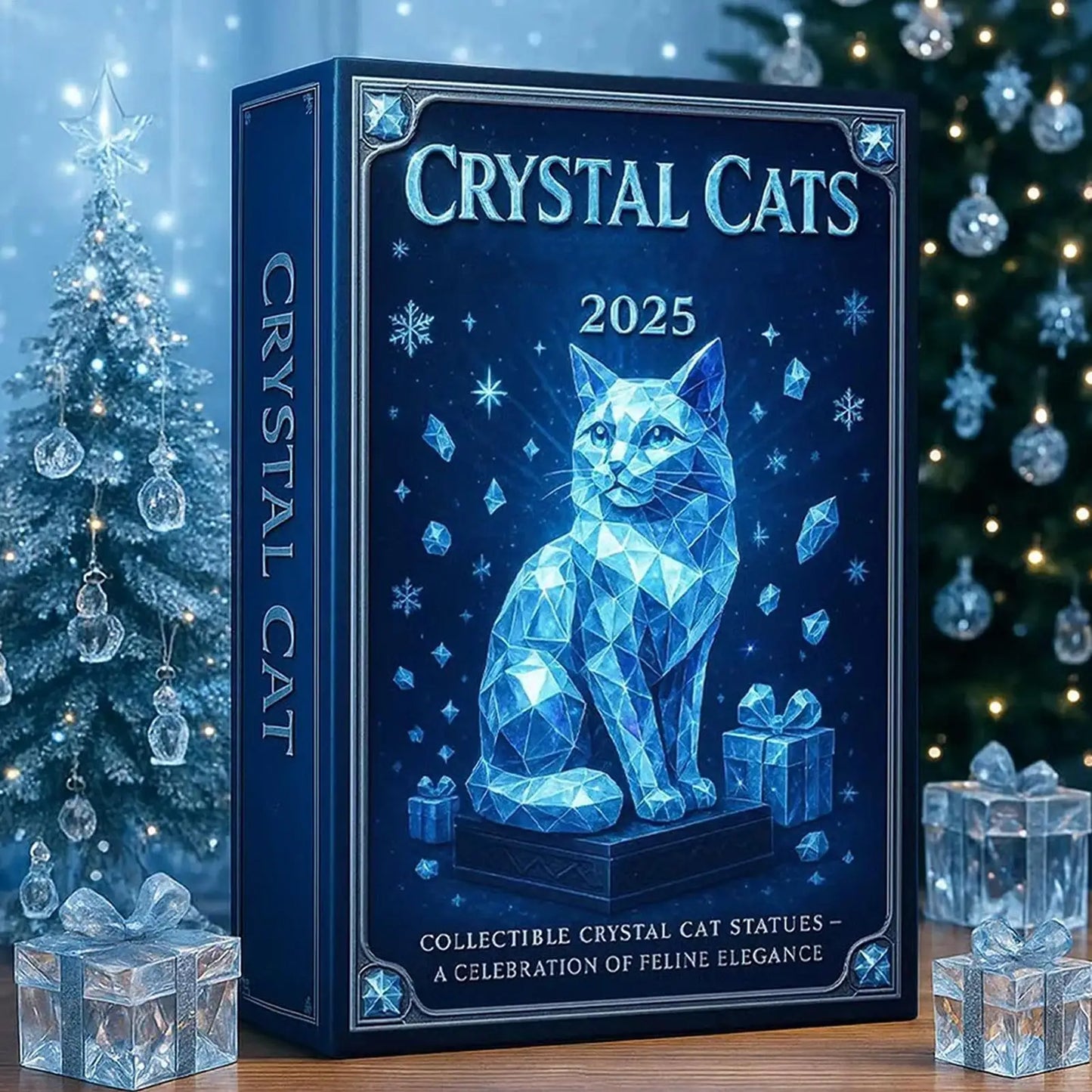 Cat Christmas Countdown 24 Days Christmas Advent Calendar 2D Acrylic Cat Collectible Figurine for Xmas Tree Decor Kids Gifts