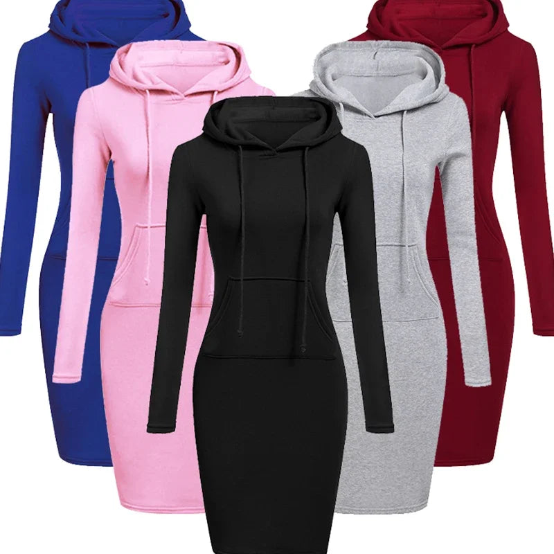 Autumn Ready Ladies Hooded Dresses Blending Hoodie and Sweatshirt Elements in Women Fashionable Clothing