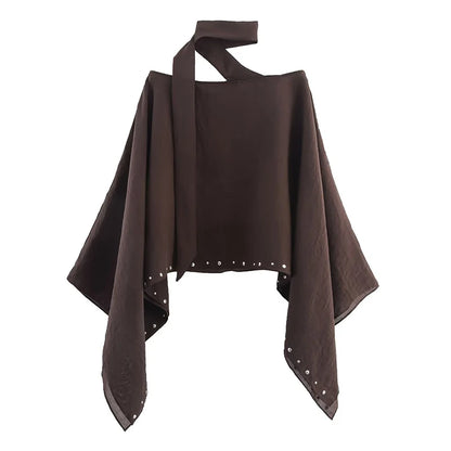 Women's Loose Cropped Cloak Jackets for Women 2025 Summer Rivet Scarf New In Cape Coats And Jackets Holiday Casual Poncho