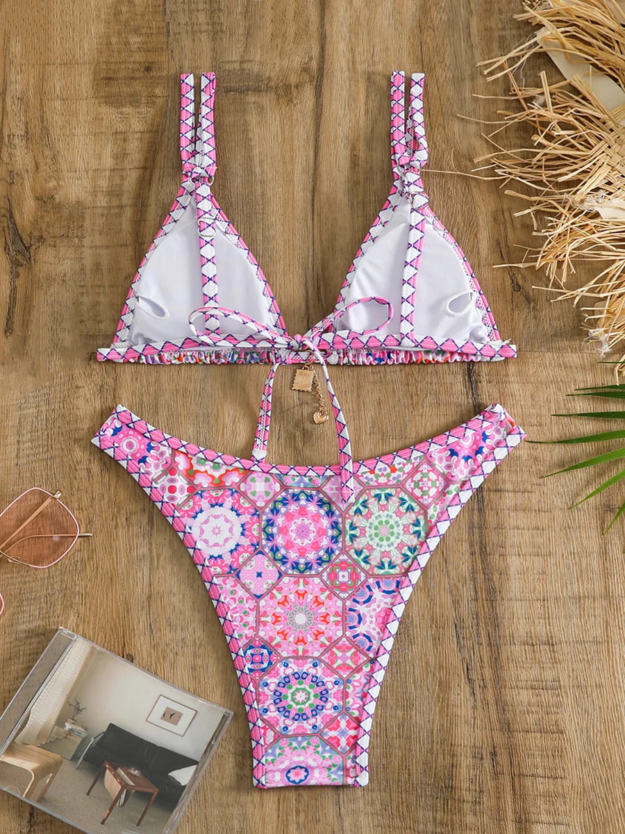 Micro Bikinis 2025 Sexy Women Swimsuits Female Swimwear Print Bikini Set Bathing Suit Swimming Suits Beachwear Thong Biquini