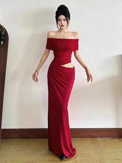 Weird Puss Ruched Irregular Dress Women Mesh Patchwork Slash Neck Short Sleeve Skinny Stretch Trend Elegant Long Bodycon Outfits