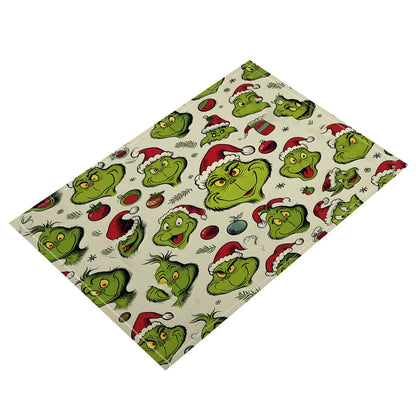 Christmas Grinch Holiday Decoration Christmas Placemat Home Kitchen Insulated Coaster Anti-Scalding Western Placemat