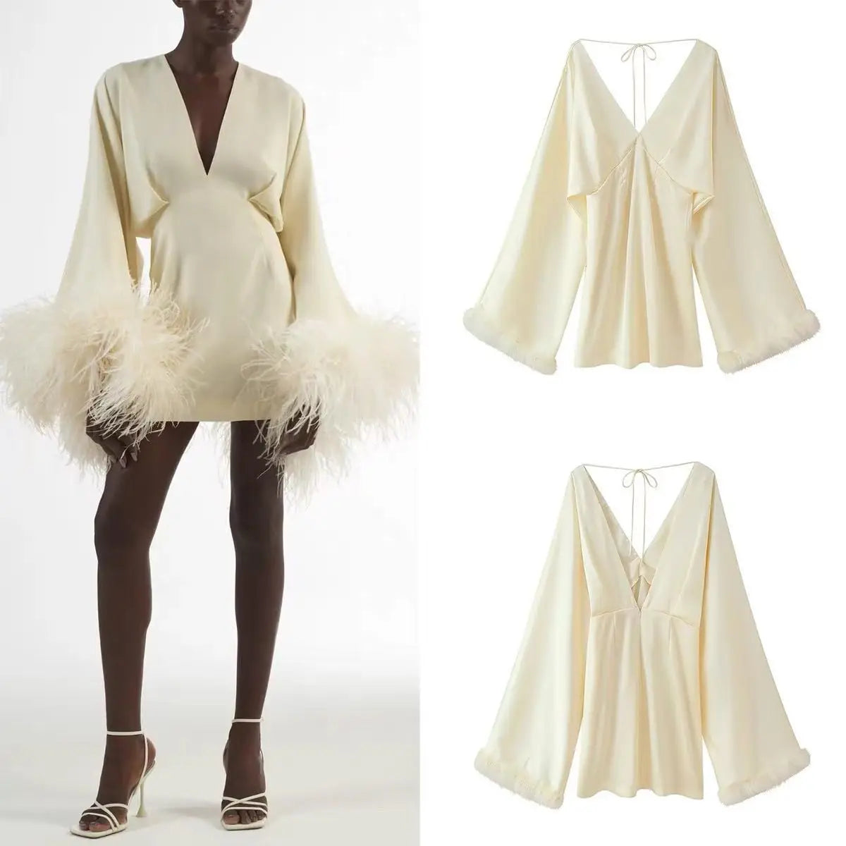 Women's Clothing Fashion Versatile Design Sense Niche Lazy Style Spice Girl Age-reducing Dress Feather Trim Skirt