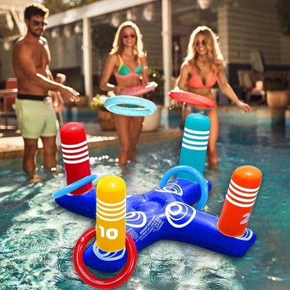 Party Sport Swimming Inflatable Ring Toss Game Floating Pool Toys for Kids Adult Water Accessories Beach Supplies with 4 Loops