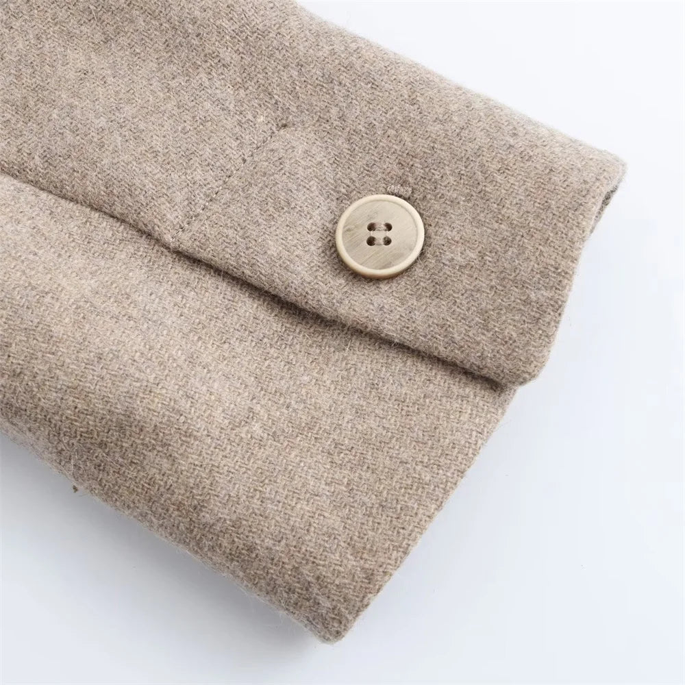 Women's Belt Warm Fur Collar Coat Flip Collar Pocket Button Decoration Autumn/Winter New Women's Wear