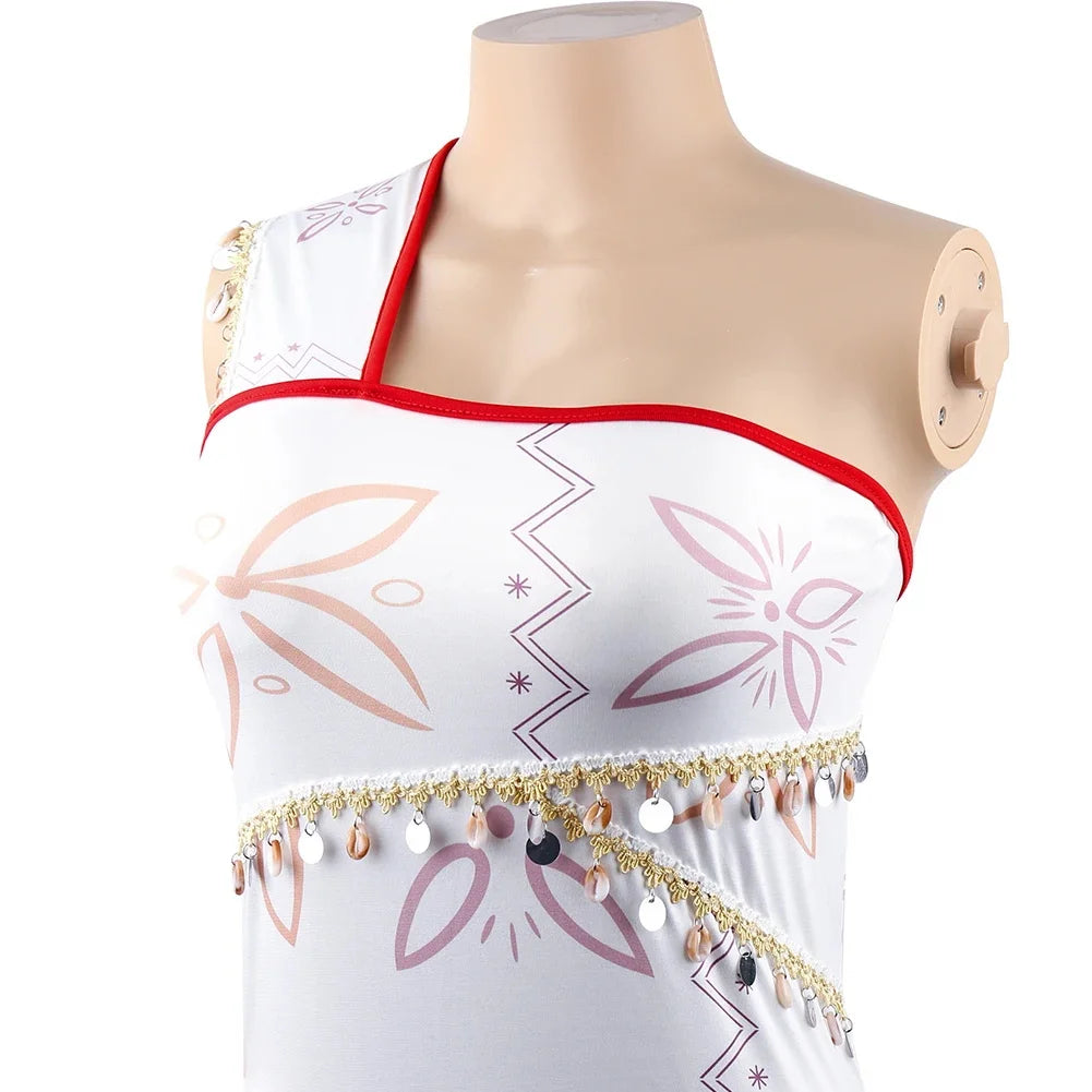 EtherealBe Moana cosplay costume for women featuring detailed floral design and decorative beads