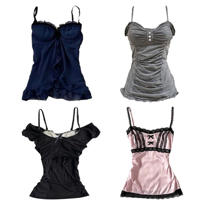 Y2K Retro Harajuku Women's Camisole Top Sexy Slim Chic Casual Crop Top Grunge Punk Hip Hop Gothic Aesthetic Emo Girls Streetwear