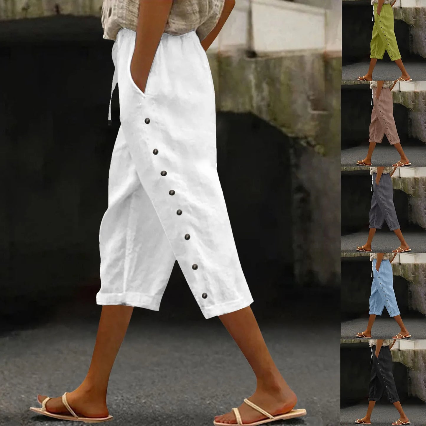 Fashion Casual Summer Capris Women'S High Waisted Short Pants Black White Slim Fit Trousers Street Sports White Black Pants