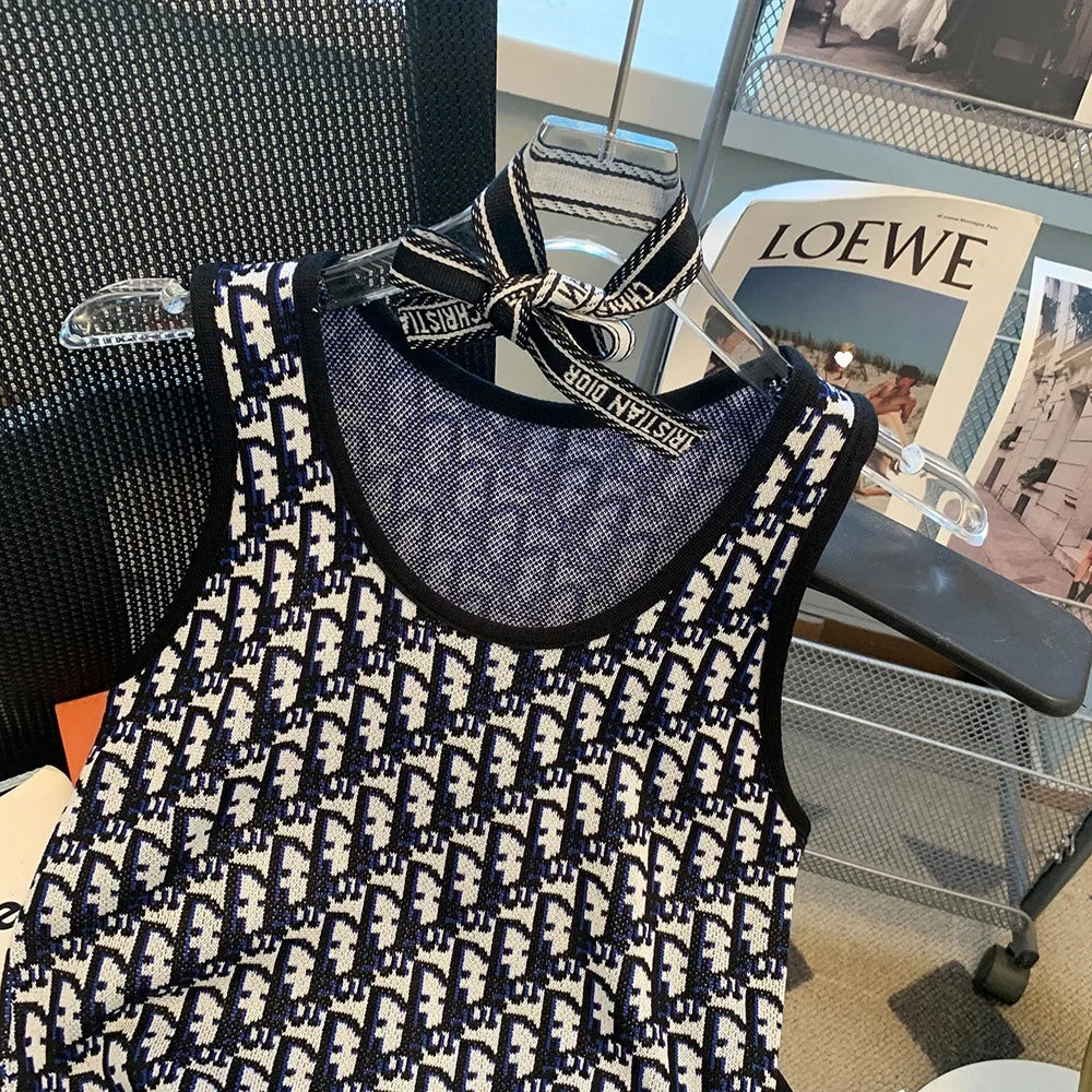 Summer New Bow Outer Wear Spandex Tank Top Strapless Top For Women Fashion Sensibility Niche Knittank Vest