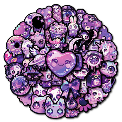 10/50pcs Cool Purple Gothic Magic Horror Goth Graffiti Stickers DIY Snowboard Laptop Luggage Cute Halloween Decoration Sticker