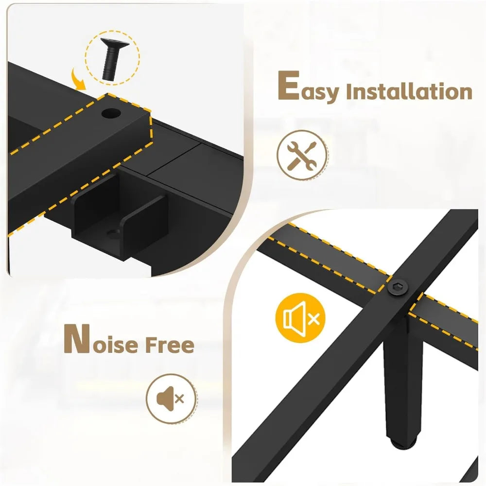 Queen Bed Frame with Storage Bookcase Headboard & LED Lights,Upholstered Bed Frame with USBCharging Station,No Box Spring Needed