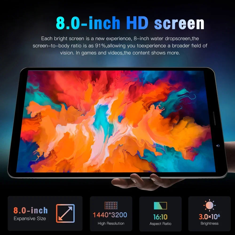 2024 Original Tab 14 8 inch Android 12 Tablet 16GB Ram 1TB Rom Dual SIM 10 Core Dimensity 9000 WPS GPS Bluetooth 8800mAh Tablet