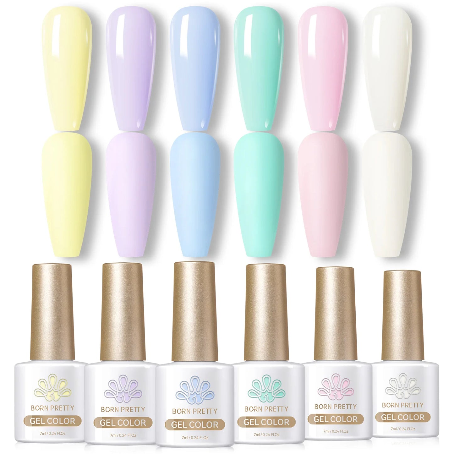 BORN PRETTY 7ml Glitter Gel Nail Polish Set Sparkly Shiny Gold Silver Pink Glitter Gel Polish Kit Winter Christmas Gift Box