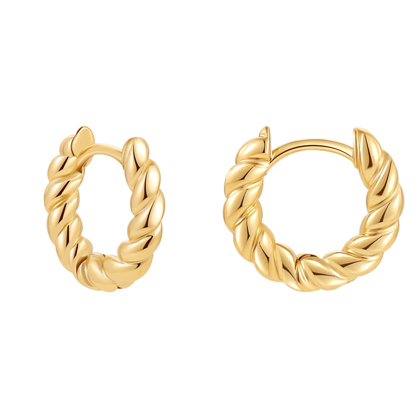 New Trendy Stackable Cartilage Twisted Huggie Ear Buckle Gold Color Circle Hoop Earrings for Women Creative Jewelry 12/14/16mm