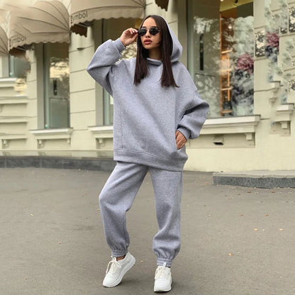 autumn tracksuit outfit set Women Two Piece Set hoodies Hooked Leisure Wide Leg Long Pants Sets Slim Fit Office Ladies Autumn