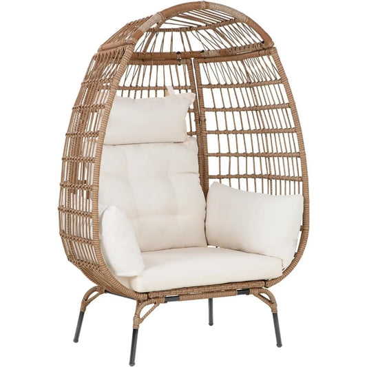 Large Egg Chair with Bracket, Room Decoration Aesthetic Reading Chair, Outdoor Leisure Chair Willow Egg Chair