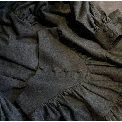 Plaid Print Shirt Ruffles Skirts Set Women Elegant Lapel Button Up Tops Loose Mini A-line Skirt Spring New Lady Chic Outfit LK9Q