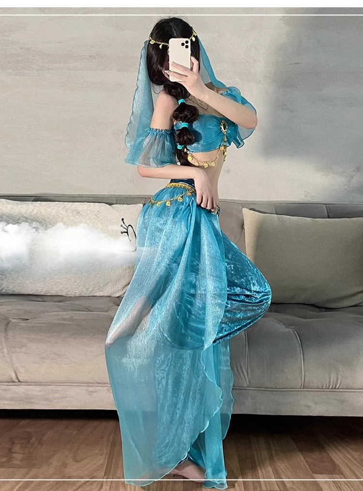 Role Playing Sexy Western Dance Girl Aladdin Peacock Princess Greek Goddess Costume Hot Egyptian Exotic Costume Performance Set