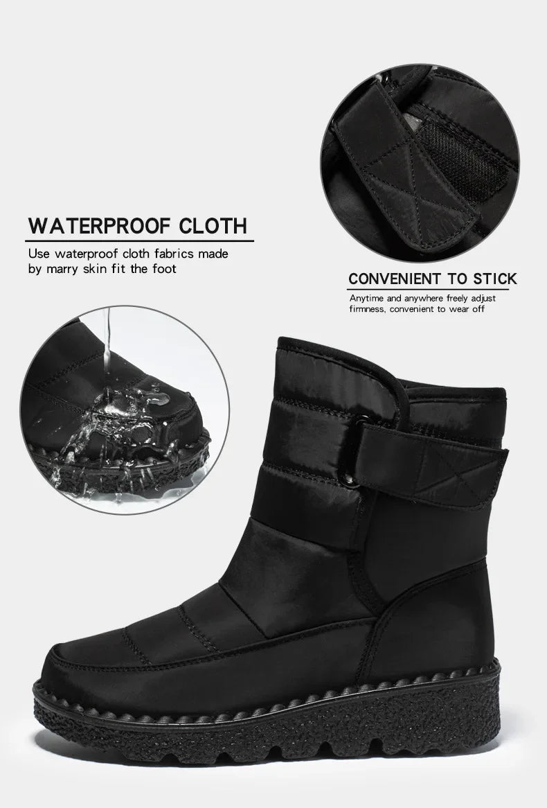 Waterproof Winter Boots for Women 2025 New Faux Fur Long Plush Snow Boots Woman Platform Shoes Warm Cotton Couples Ankle Boots