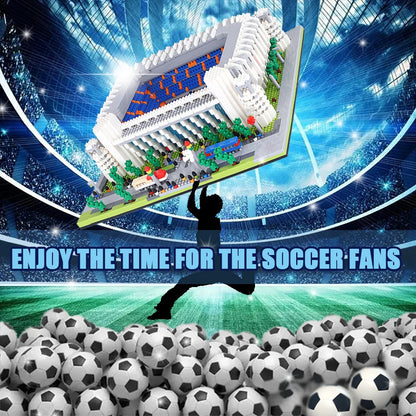 Madrid Style Soccer Stadium Model Micro Mini Diamond Block Kit Kids Adult Assemble Barcelona Football Field Brick Set Puzzle Toy