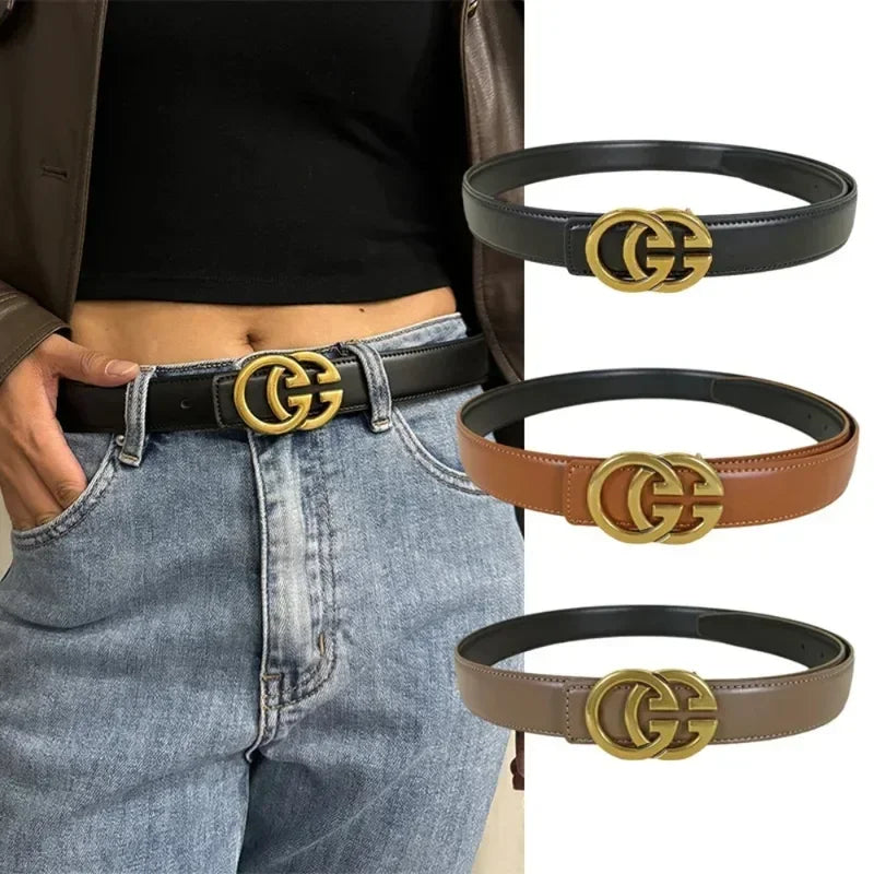 GG fashion cowhide real leather belt for women luxury desiner Unisex men's belt elegant girdle belt female jeans waistband