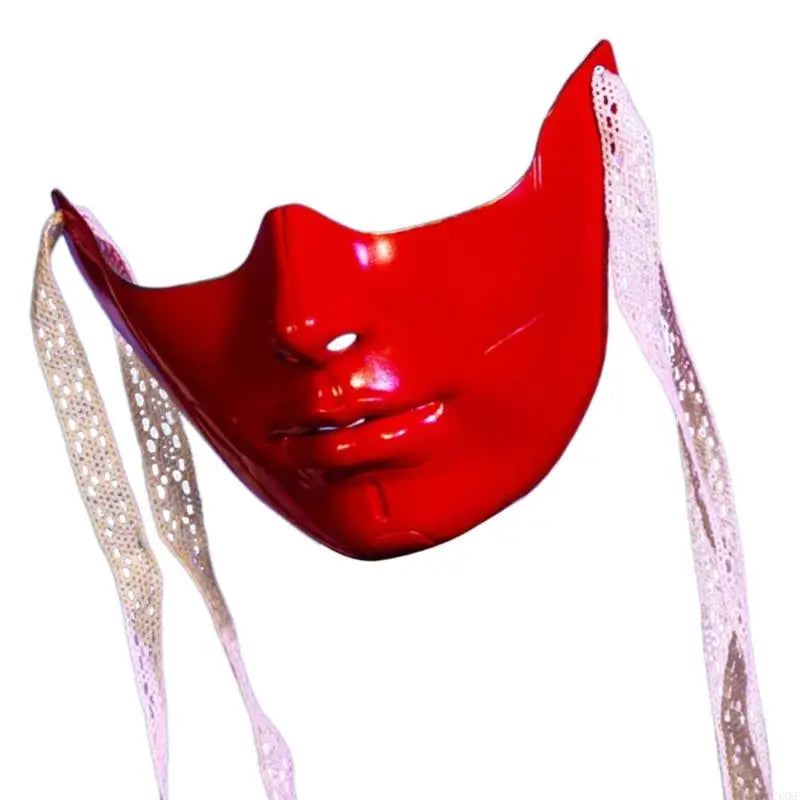 EtherealBe Red Phantom Mask for Masquerade Party with Elegant Lace Tie Straps