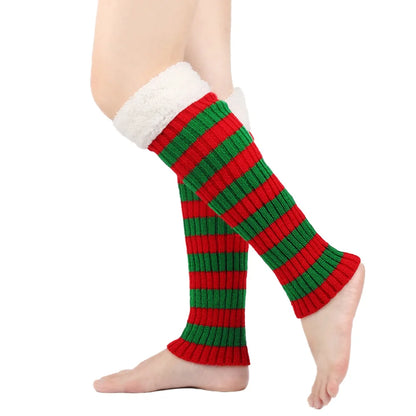 Winter Warm Women Leg Warmers Fashion Stripe Autumn Knitted Foot Cover Fleece Crochet Arm Warmer Heap Socks Boot Cuffs