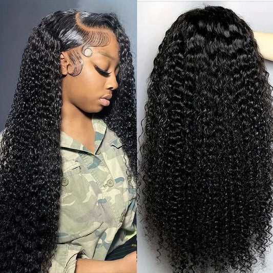 Lafino Curly Lace Front Human Hair Wig Deep Wave Wigs Water Wave Lace Front Wig Wig 13x6 Lace Hd  13x4 Lace Frontal Black Wig