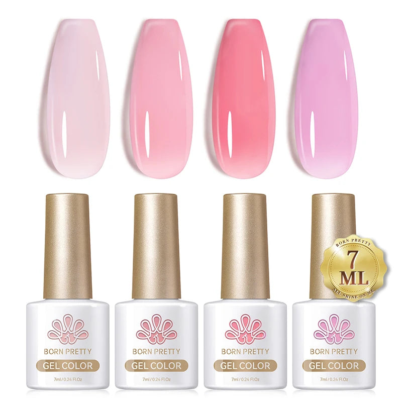 BORN PRETTY 7ml Glitter Gel Nail Polish Set Sparkly Shiny Gold Silver Pink Glitter Gel Polish Kit Winter Christmas Gift Box