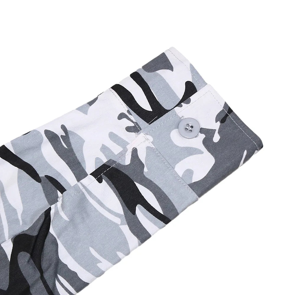 Women's Clothes Coats Casual Fashion Camouflage Print Large Pocket Lapel Long Sleeve Short Jacket for Women