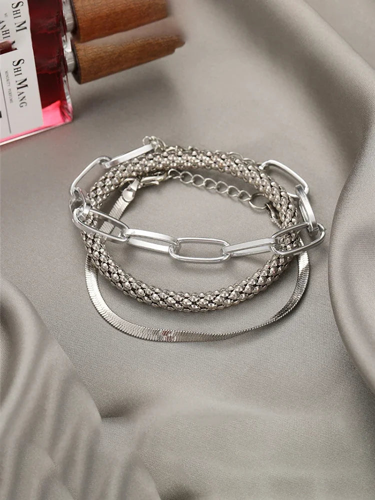 Silver Color Stainless Steel Colorfast Bracelets Skyful Star Bracelet Set for Women Fashion Light Luxury Jewelry Gifts Wholesale