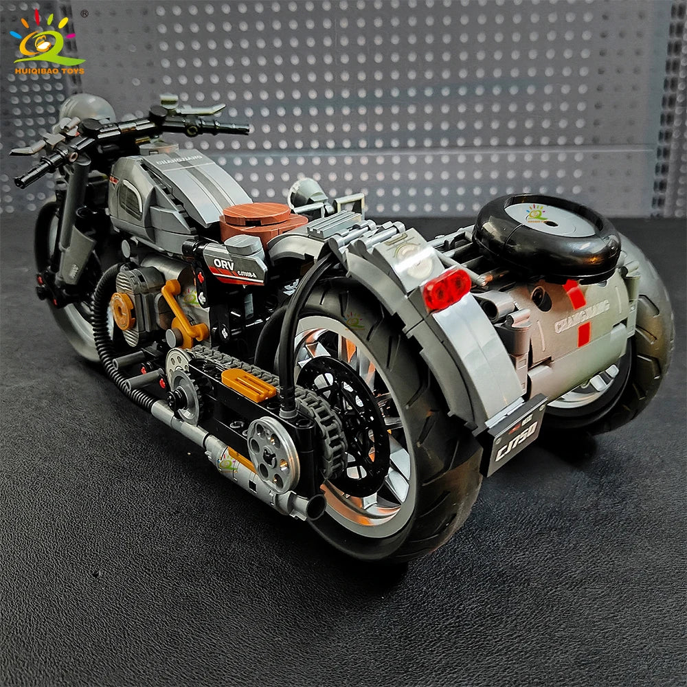 HUIQIBAO 808PCS MOC Technial Motorbike Building Model Blocks City Moto Racer Bricks Toy for Kids Boy Children Adult Car Set